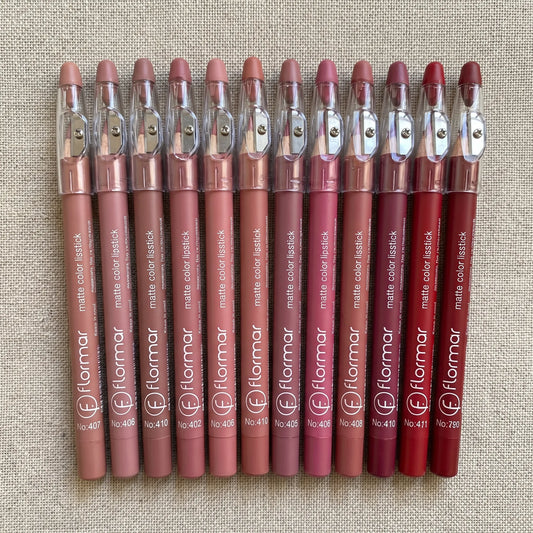 Professional 12-Piece Lip Liner & Contour Box (Velvet Matte)