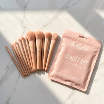 Anguoer 13-Piece Premium Makeup Brush Set with Travel Pouch