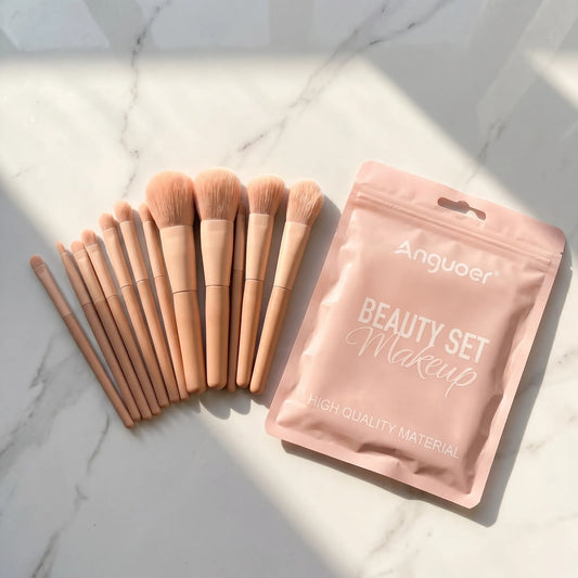 Anguoer 13-Piece Premium Makeup Brush Set with Travel Pouch