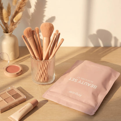 Anguoer 13-Piece Premium Makeup Brush Set with Travel Pouch